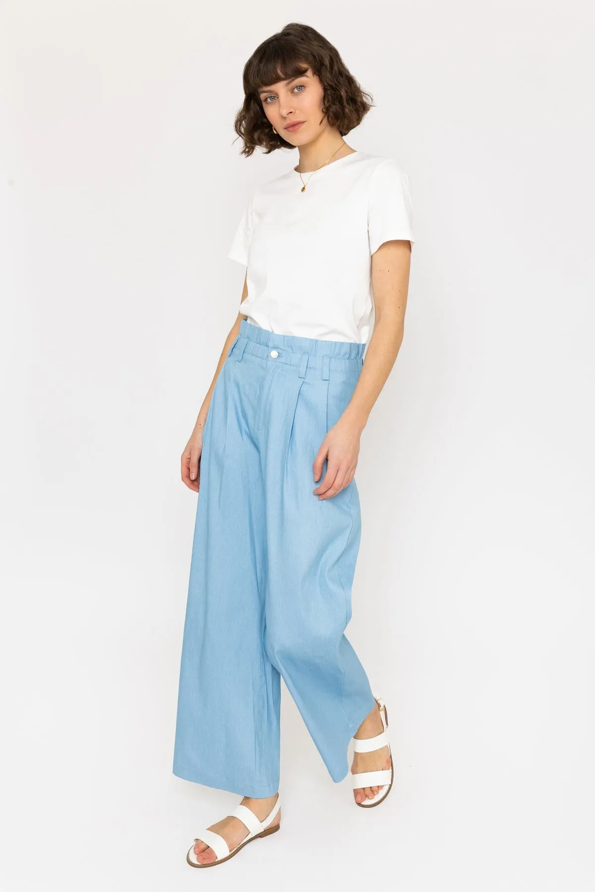 Wide Leg Chambray Pant