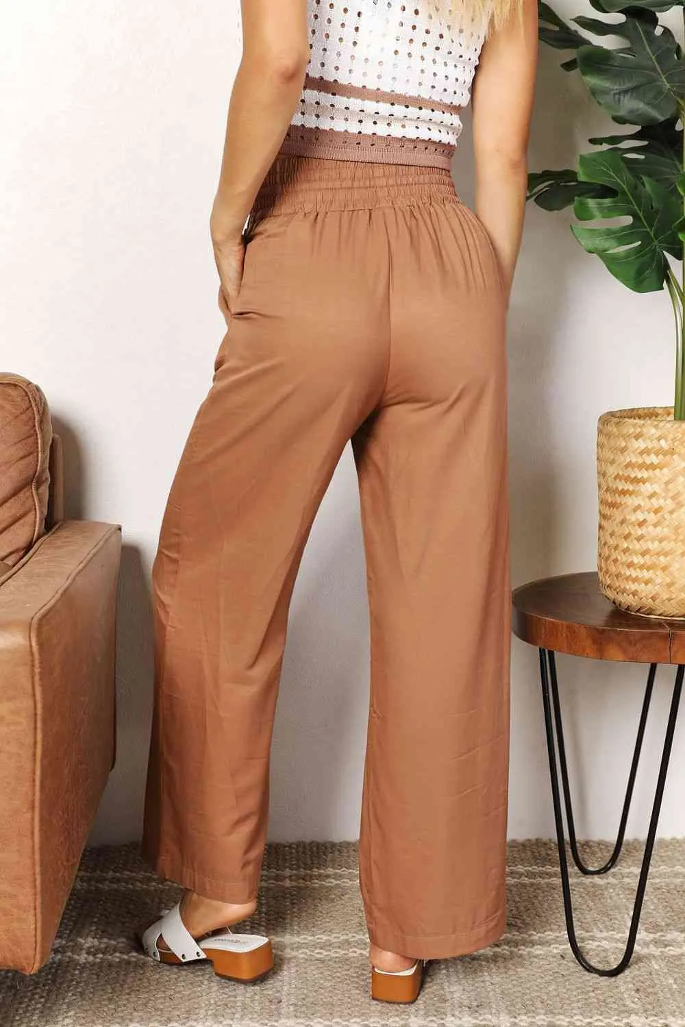 Women's Drawstring Waist Wide Leg Pants