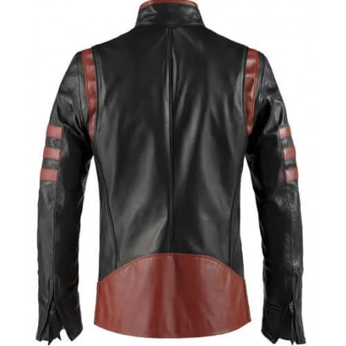 X-Men Origins Wolverine Red Black Leather Jacket, Men's Leather Jacket