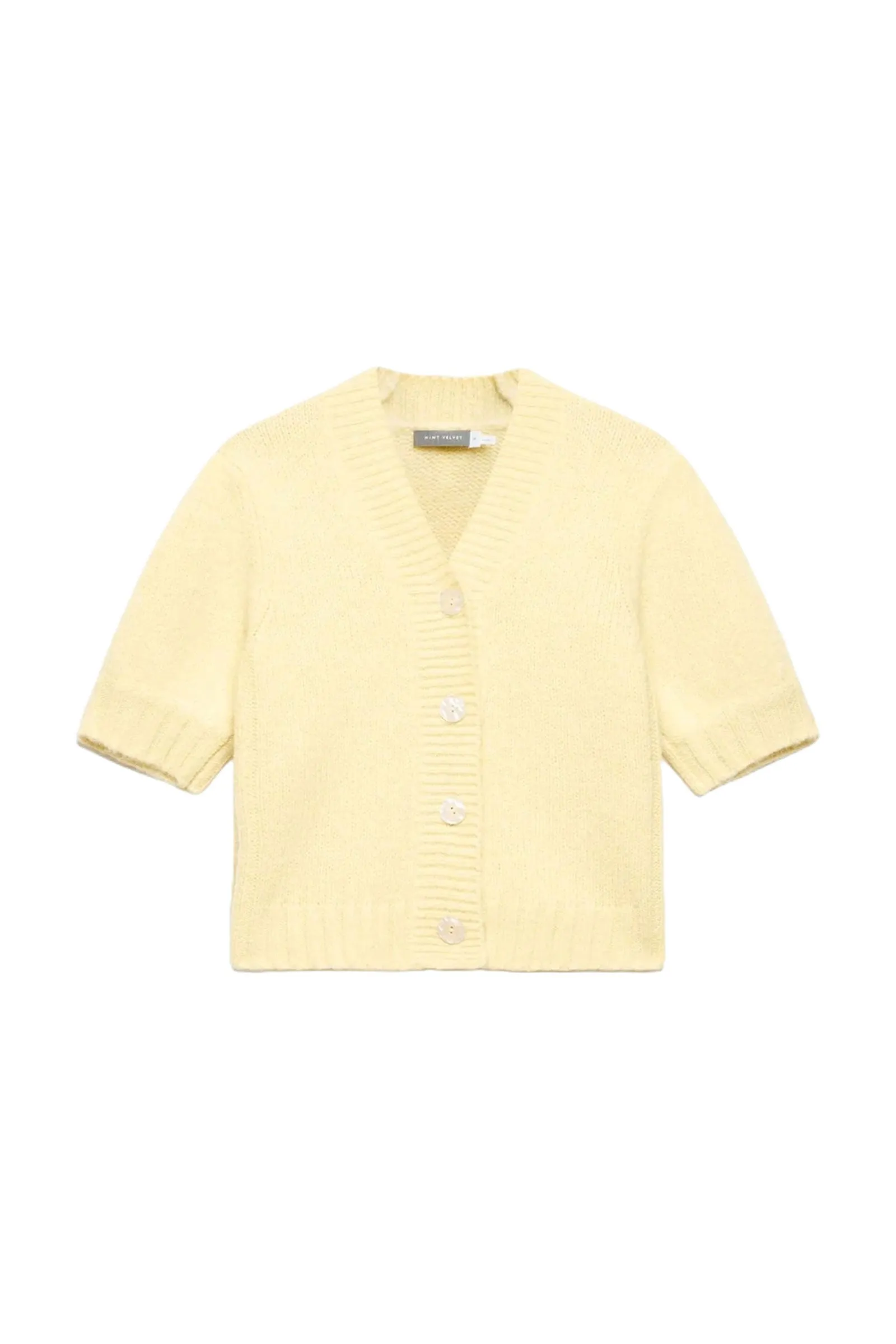 Yellow Wool Blend Knit Cardigan